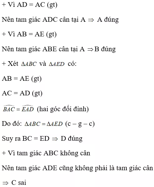 Toán lớp 7 | Lý thuyết - Bài tập Toán 7 có đáp án Bai Tap Tam Giac Can 2