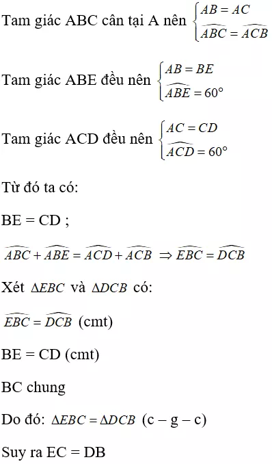 Toán lớp 7 | Lý thuyết - Bài tập Toán 7 có đáp án Bai Tap Tam Giac Can 4