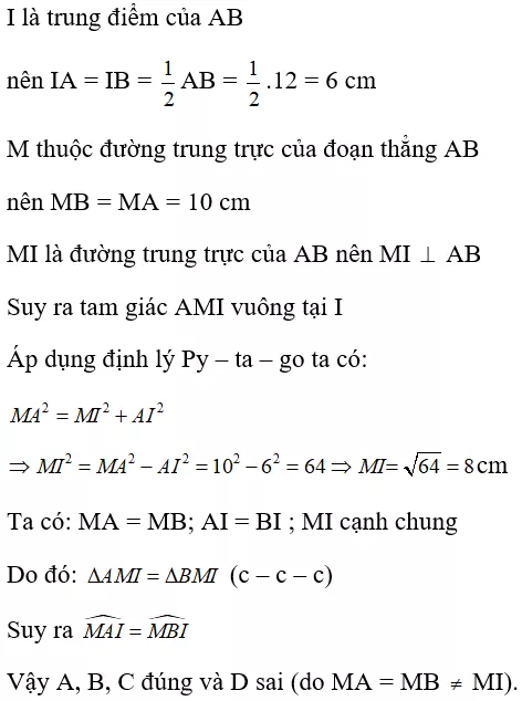 Toán lớp 7 | Lý thuyết - Bài tập Toán 7 có đáp án Bai Tap Tinh Chat Duong Trung Truc Cua Mot Doan Thang 11