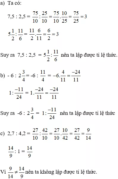 Cách lập tỉ lệ thức từ các số đã cho cực hay, chi tiết | Toán lớp 7 Cach Lap Ti Le Thuc Tu Cac So Da Cho A27