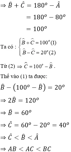 Trắc nghiệm Quan hệ giữa góc và cạnh đối diện trong một tam giác Quan He Giua Goc Va Canh Doi Dien A24