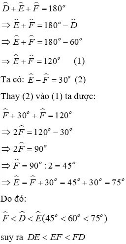 Trắc nghiệm Quan hệ giữa góc và cạnh đối diện trong một tam giác Quan He Giua Goc Va Canh Doi Dien A28