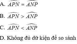 Trắc nghiệm Quan hệ giữa góc và cạnh đối diện trong một tam giác Quan He Giua Goc Va Canh Doi Dien A63