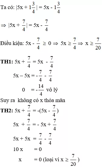 Tìm một số khi biết giá trị tuyệt đối của số đó cực hay, chi tiết | Toán lớp 7 Tim Mot So Khi Biet Gia Tri Tuyet Doi A20