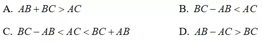Trắc nghiệm Quan hệ giữa ba cạnh của một tam giác. Bất đẳng thức tam giác - Bài tập Toán lớp 7 chọn lọc có đáp án, lời giải chi tiết Trac Nghiem Quan He Giua Ba Canh Cua Mot Tam Giac Bat Dang Thuc Tam Giac 1