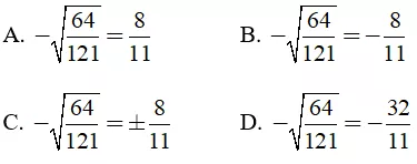 Trắc nghiệm Số vô tỉ. Khái niệm về căn bậc hai - Bài tập Toán lớp 7 chọn lọc có đáp án, lời giải chi tiết Trac Nghiem So Vo Ti Khai Niem Ve Can Bac Hai 1