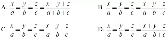 Trắc nghiệm Tính chất của dãy tỉ số bằng nhau - Bài tập Toán lớp 7 chọn lọc có đáp án, lời giải chi tiết Trac Nghiem Tinh Chat Cua Day Ti So Bang Nhau 3