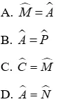 Trắc nghiệm Trường hợp bằng nhau thứ ba của tam giác: góc - cạnh - góc (g.c.g) Truong Hop Bang Nhau Thu Ba A02