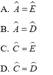 Trắc nghiệm Trường hợp bằng nhau thứ ba của tam giác: góc - cạnh - góc (g.c.g) Truong Hop Bang Nhau Thu Ba A05