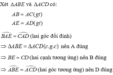 Trắc nghiệm Trường hợp bằng nhau thứ hai của tam giác: cạnh - góc - cạnh (c.g.c) Truong Hop Bang Nhau Thu Hai Cua Tam Giac A18