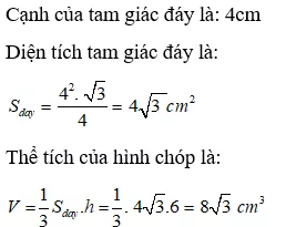 Bài tập Các công thức về hình chóp đều | Lý thuyết và Bài tập Toán 8 có đáp án Bai Tap Bai 8 9 Cac Cong Thuc Ve Hinh Chop Deu 1 1