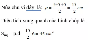 Bài tập Các công thức về hình chóp đều | Lý thuyết và Bài tập Toán 8 có đáp án Bai Tap Bai 8 9 Cac Cong Thuc Ve Hinh Chop Deu 1 2