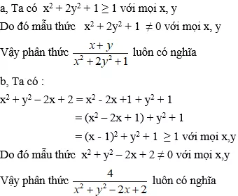 Cách chứng minh phân thức luôn có nghĩa cực hay, có đáp án | Toán lớp 8 Cach Chung Minh Phan Thuc Luon Co Nghia Cuc Hay Co Dap An A30