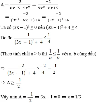 Cách tìm giá trị lớn nhất, giá trị nhỏ nhất của phân thức cực hay, có đáp án | Toán lớp 8 Cach Tim Gia Tri Lon Nhat Gia Tri Nho Nhat Cua Phan Thuc Cuc Hay A08