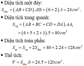 Tính diện tích xung quanh, diện tích toàn phần, thể tích của hình lăng trụ đứng Tinh Dien Tich Xung Quanh Dien Tich Toan Phan The Tich Cua Hinh Lang Tru Dung 21702