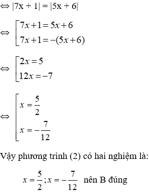 Trắc nghiệm Phương trình chứa dấu giá trị tuyệt đối có đáp án Trac Nghiem Phuong Trinh Chua Dau Gia Tri Tuyet Doi A35