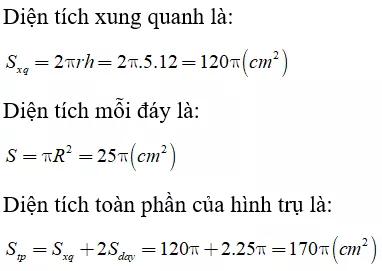 Toán lớp 9 | Lý thuyết - Bài tập Toán 9 có đáp án Bai 1 Hinh Tru Dien Tich Xung Quanh Va The Tich Cua Hinh Tru 1