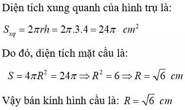 Toán lớp 9 | Lý thuyết - Bài tập Toán 9 có đáp án Bai Tap Hinh Cau Dien Tich Mat Cau Va The Tich Hinh Cau 11
