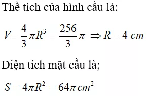 Toán lớp 9 | Lý thuyết - Bài tập Toán 9 có đáp án Bai Tap Hinh Cau Dien Tich Mat Cau Va The Tich Hinh Cau 14