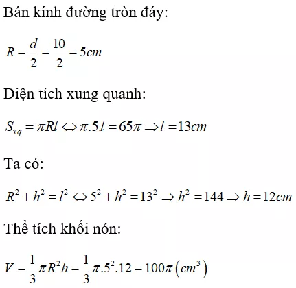 Toán lớp 9 | Lý thuyết - Bài tập Toán 9 có đáp án Bai Tap Hinh Non Hinh Non Cut Dien Tich Xung Quanh Va The Tich Cua Hinh Non Hinh Non Cut 1