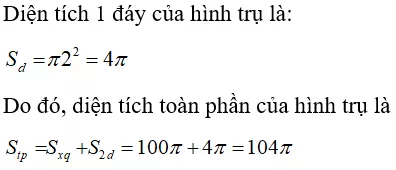 Toán lớp 9 | Lý thuyết - Bài tập Toán 9 có đáp án Bai Tap Hinh Tru Dien Tich Xung Quanh Va The Tich Cua Hinh Tru 5