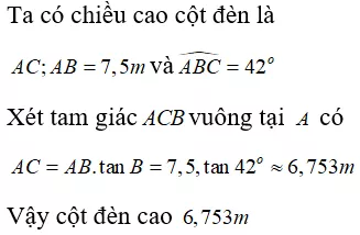 Toán lớp 9 | Lý thuyết - Bài tập Toán 9 có đáp án Bai Tap Ung Dung Thuc Te Cac Ti So Luong Giac Cua Goc Nhon 1