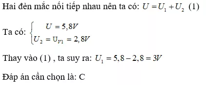 Bài tập Vật Lí 7 Bài 27 (có đáp án): Thực hành: Đo cường độ dòng điện và hiệu điện thế đối với đoạn mạch nối tiếp | Trắc nghiệm Vật Lí 7 có đáp án Bai Tap Bai 27 Thuc Hanh Do Cuong Do Dong Dien Va Hieu Dien The Doi Voi Doan Mach Noi Tiep 22