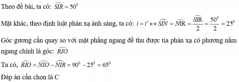 Bài tập Vật Lí 7 Bài 4 (có đáp án): Định luật phản xạ ánh sáng (phần 2) | Trắc nghiệm Vật Lí 7 có đáp án Bai Tap Bai 4 Dinh Luat Phan Xa Anh Sang 25