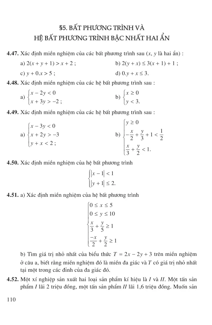 Bài 5: Bất phương trình và hệ bất phương trình bậc nhất hai ẩn