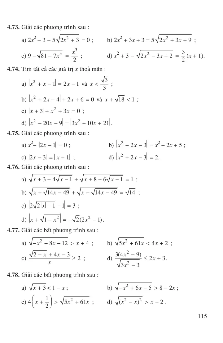Bài 8: Một số phương trình và bất phương trình quy về bậc hai
