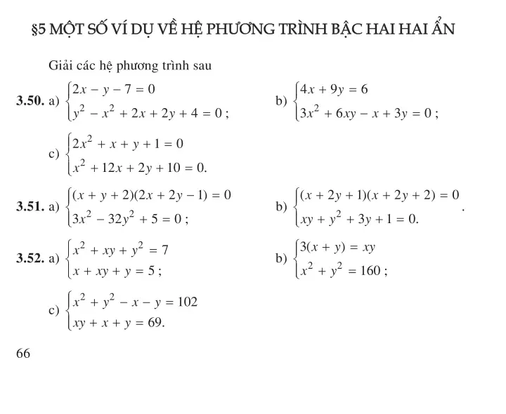 Bài 5: Một số ví dụ về hệ phương trình bậc hai hai ẩn