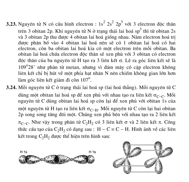 Bài 18: Sự lai hóa các obitan nguyên tử. Sự hình thành liên kết đơn, liên kết đôi và liên kết ba