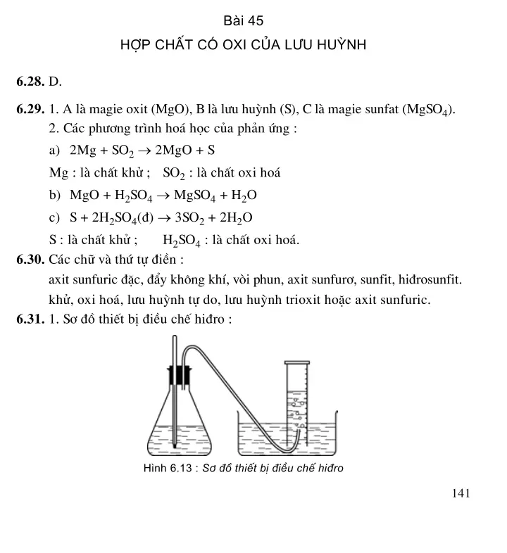 Bài 45: Hợp chất có oxi của lưu huỳnh