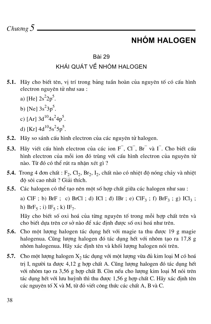 Bài 29: Khái quát về nhóm halogen