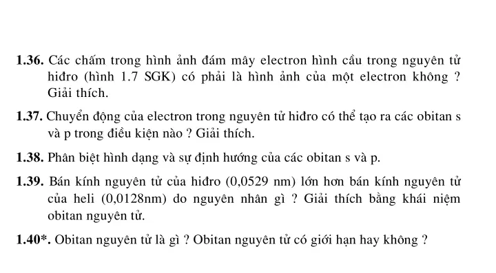Bài 4: Sự chuyển động của electron trong nguyên tử. Obitan nguyên tử