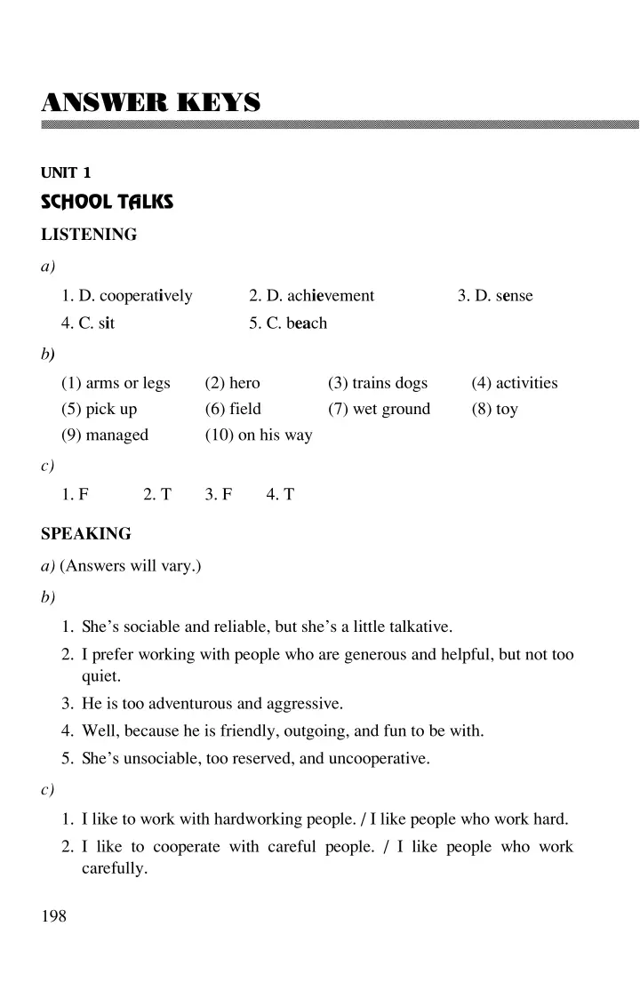 Answer Keys