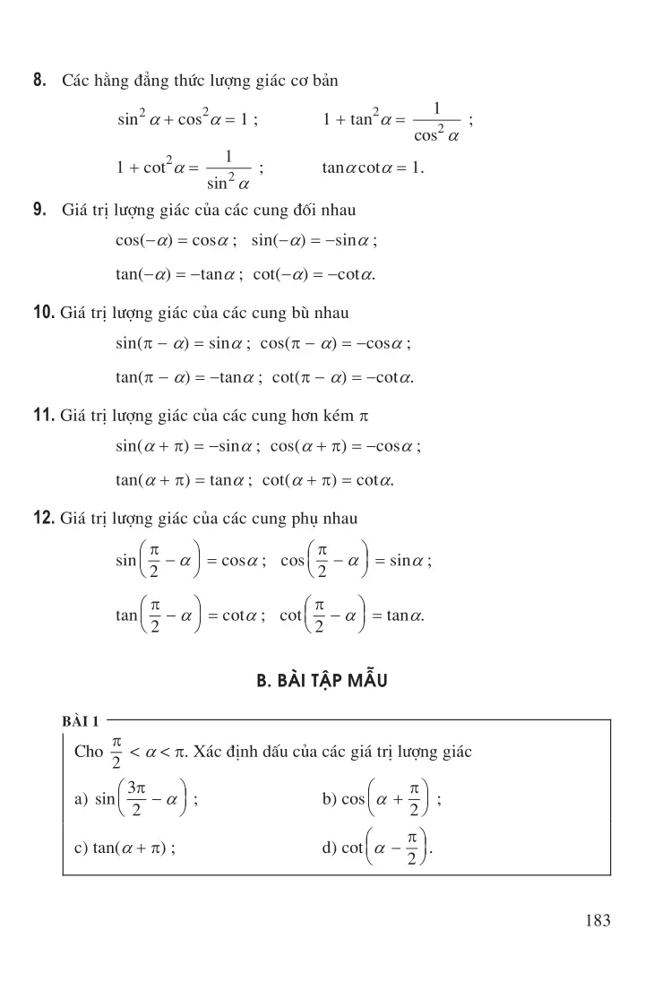 Bài 2: Giá trị lượng giác của một cung