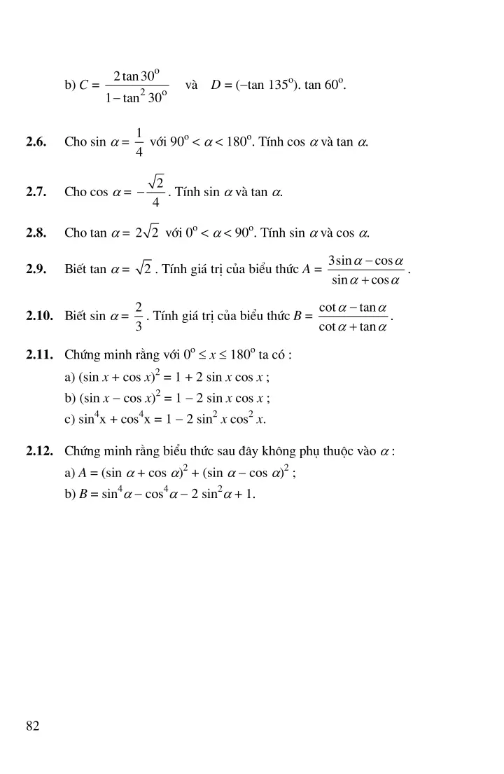 Bài 1: Giá trị lượng giác của một góc bất kì từ 0 đến 150