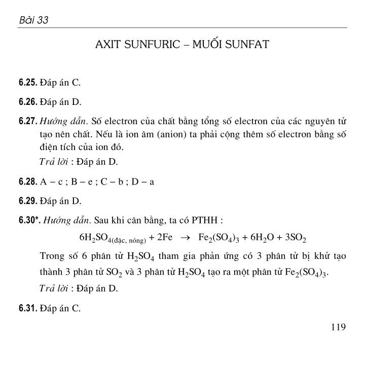 Bài 33: Axit sunfuric - Muối sunfat