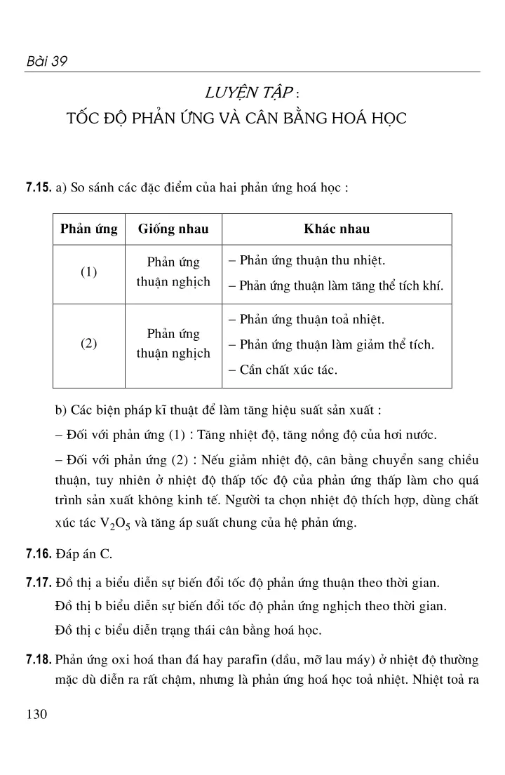 Bài 39: Luyện tập: Tốc độ phản ứng và cân bằng hóa học