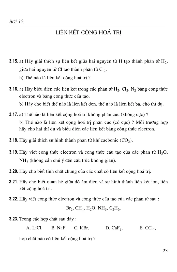 Bài 13: Liên kết cộng hóa trị