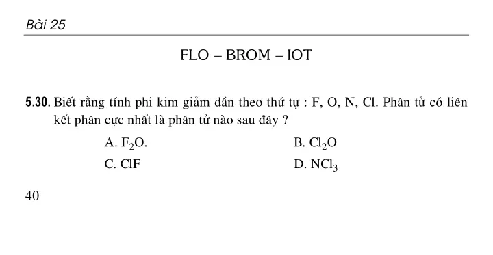 Bài 25: Flo - Brom - Iot