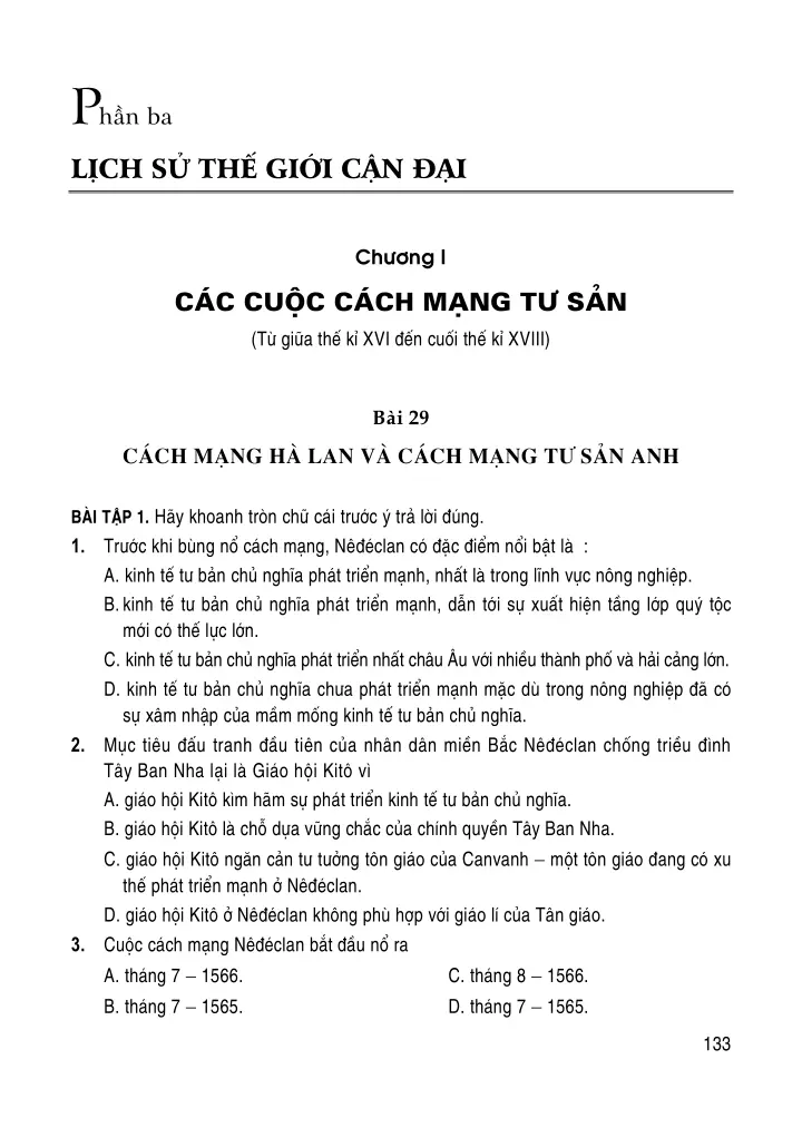 Bài 29: Cách mạng Hà Lan và cách mạng tư sản Anh