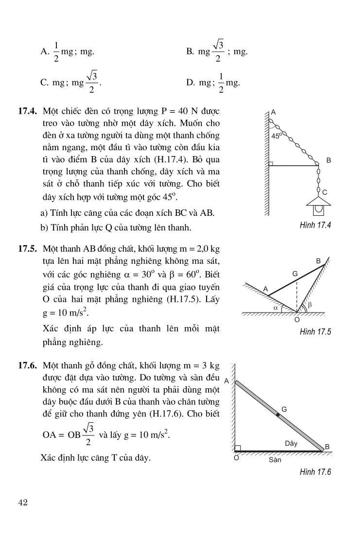 Bài 17 : Cân bằng của một vật chịu tác dụng của hai lực và của ba lực không song song