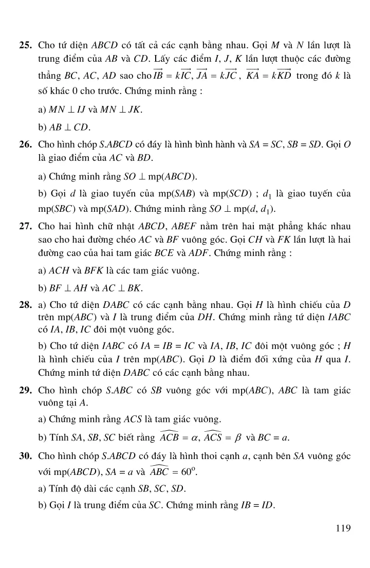 Bài 2-3-4: Hai đường thẳng vuông góc. Đường thẳng vuông góc với mặt phẳng. Hai mặt phẳng vuông góc