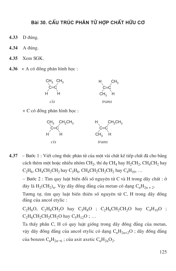 Bài 30: Cấu trúc phân tử hợp chất hữu cơ