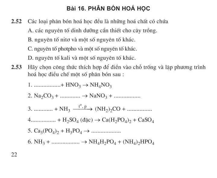 Bài 16: Phân bón hóa học