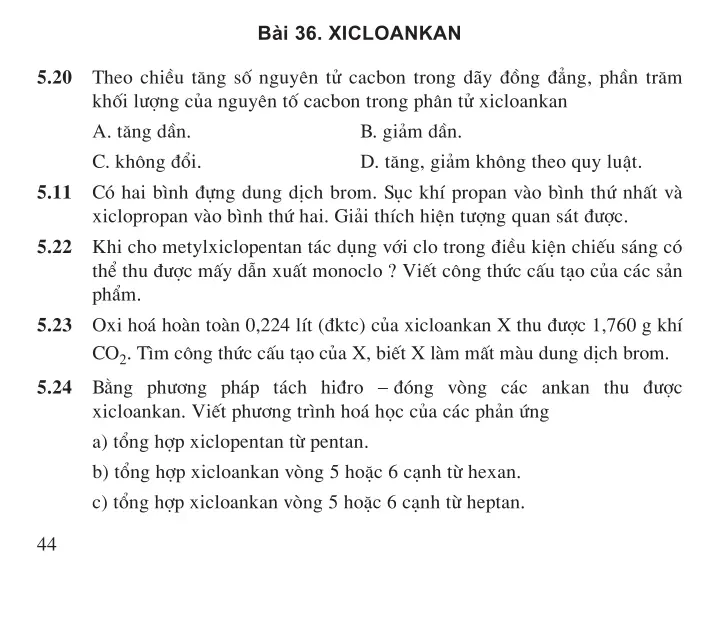 Bài 36: Xicloankan