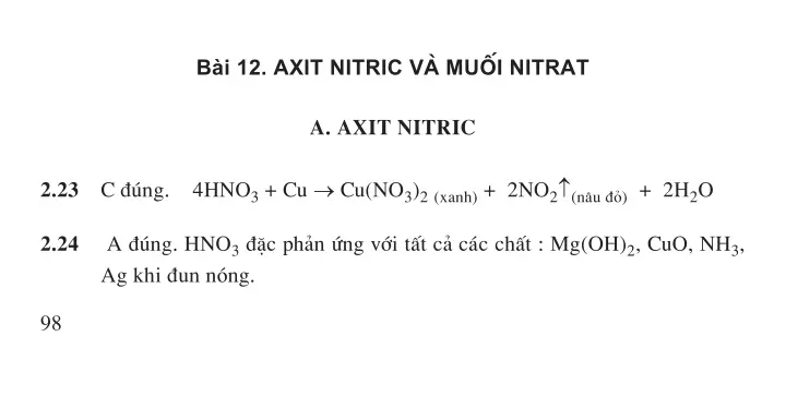 Bài 12: Axit nitric và muối nitrat