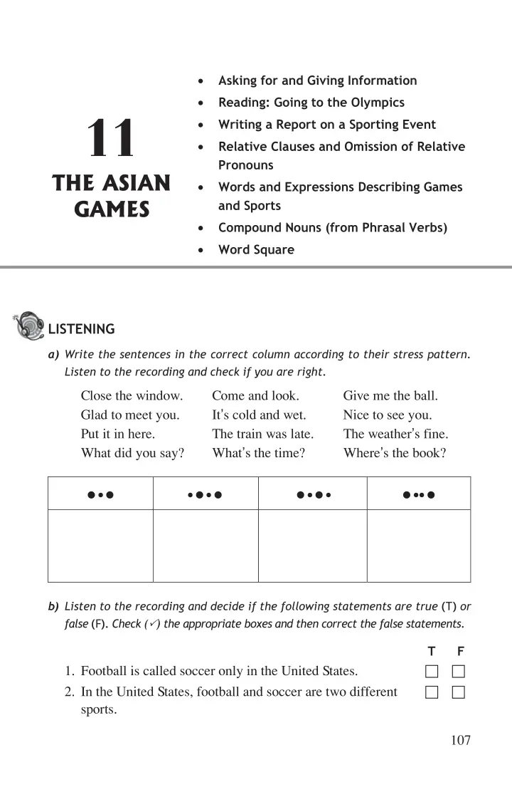 Unit 11 The Asian Games